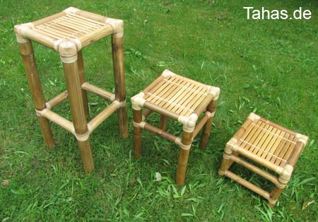 Größenvergleich unserer Bambushocker - von links nach rechts… Bambus Barhocker MACHTAN, Bambushocker LEYTE - groß, Bambushocker LEYTE - klein Produktfoto